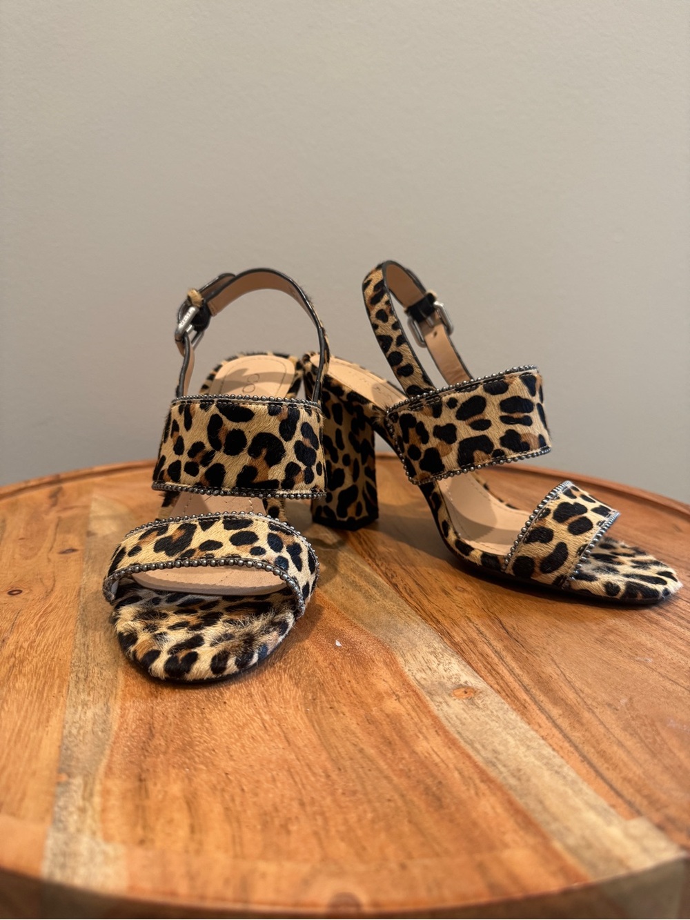 Coach Leopard Print Block Heel Sandals - Tan & Black